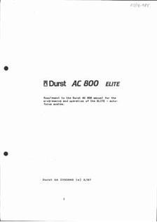 Durst AC 800 manual. Camera Instructions.